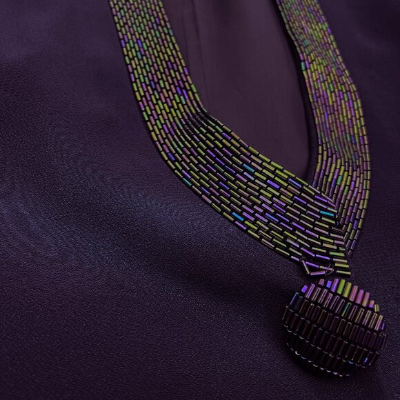 Vintage Daymor Couture Mercedes Ferreira Beaded Blazer Jacket Purple Womens 12 - Picture 5 of 7